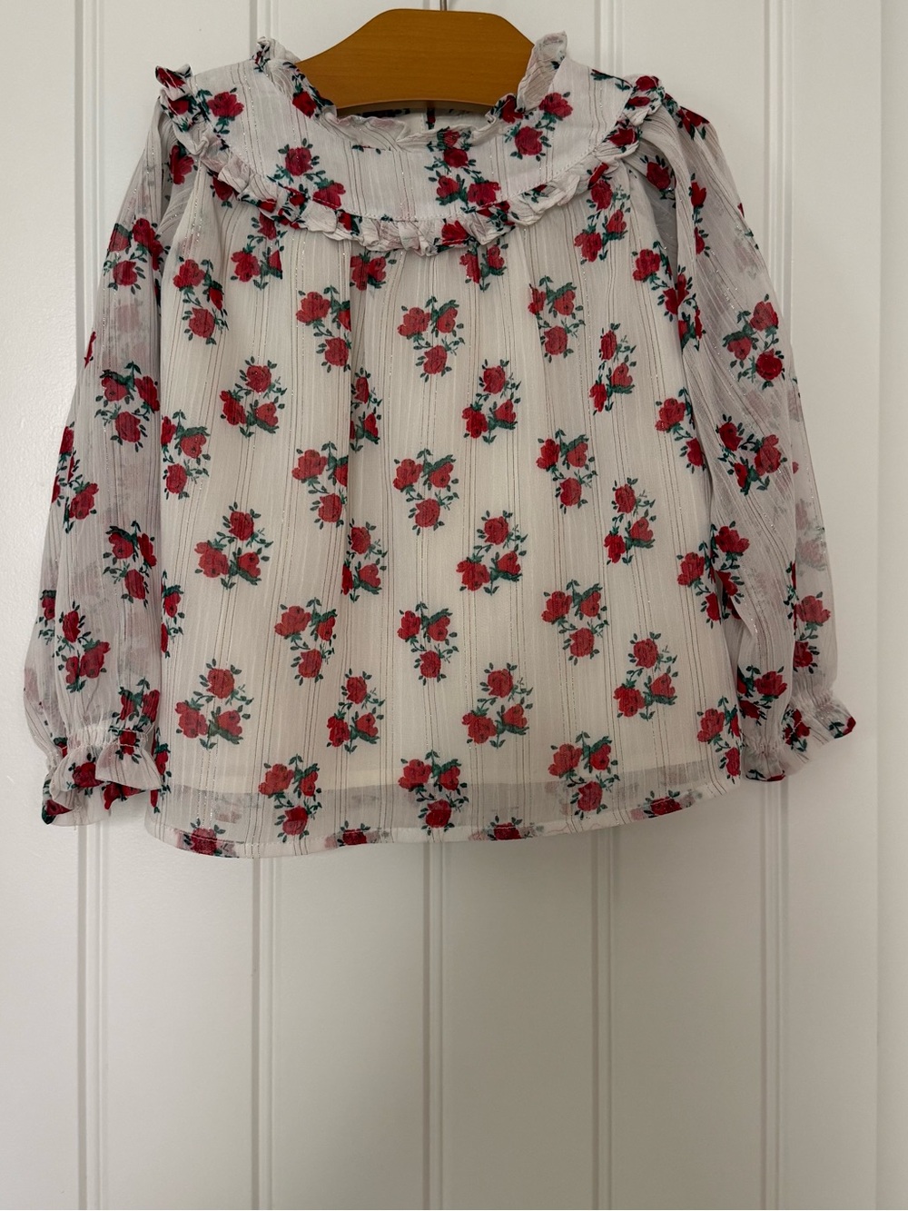 Janie and Jack Baby Girl Floral Ruffle Blouse | 18–24 Months